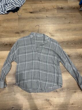 Vince Gray Plaid Lightweight Button-Down Shirt